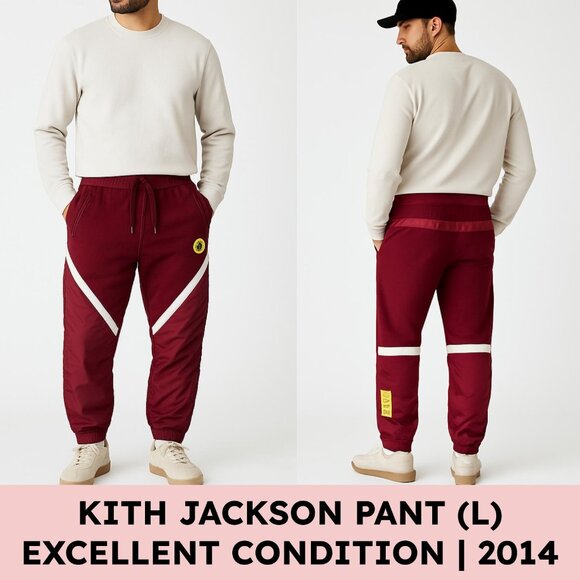 KITH Jackson Pant Landmarks Collection 2014 Burgundy Joggers Zip Pockets L - Picture 1 of 15